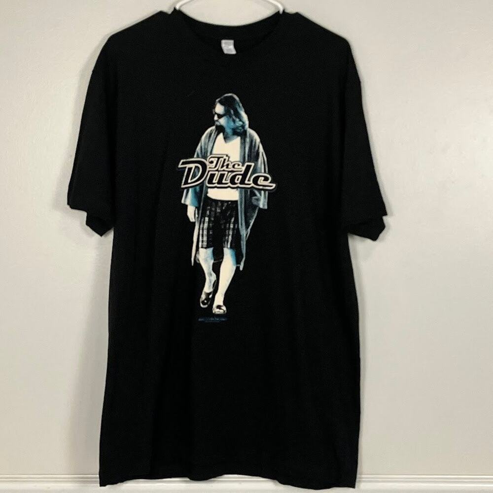 The Dude Walking in his Bathrobe Big Lebowski Movie T Shirt Black XL Graphic Tee